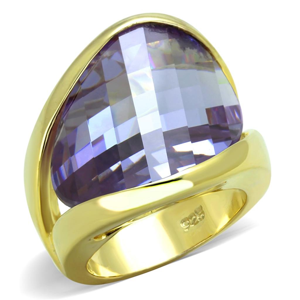 MALOS822 - Gold 925 Sterling Silver Ring with AAA Grade CZ  in Amethyst