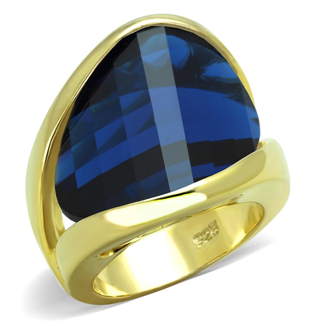MALOS825 - Gold 925 Sterling Silver Ring with Synthetic Synthetic Glass in Montana