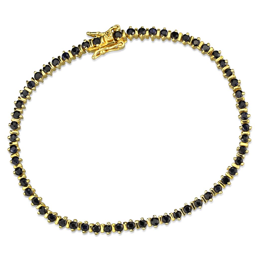 MALOS838 - Gold 925 Sterling Silver Bracelet with AAA Grade CZ  in Jet