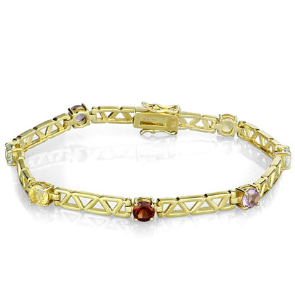 MALOS840 - Gold 925 Sterling Silver Bracelet with AAA Grade CZ  in Multi Color