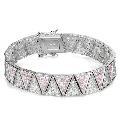 MALOS845 - Rhodium 925 Sterling Silver Bracelet with AAA Grade CZ  in Rose