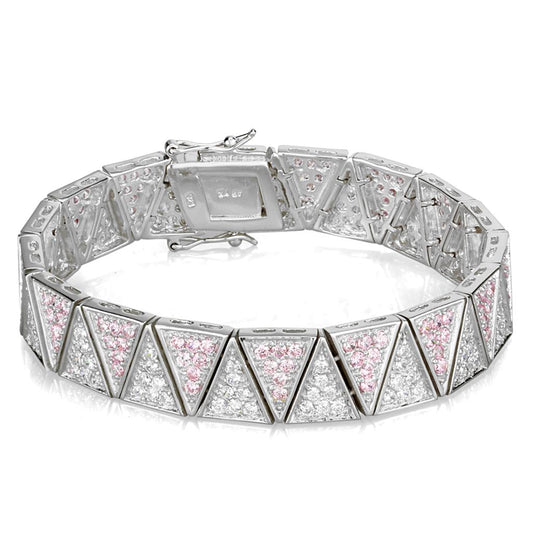 MALOS845 - Rhodium 925 Sterling Silver Bracelet with AAA Grade CZ  in Rose