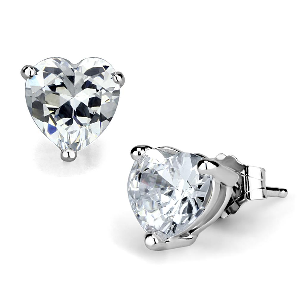 MALOS882 - Rhodium 925 Sterling Silver Earrings with AAA Grade CZ  in Clear