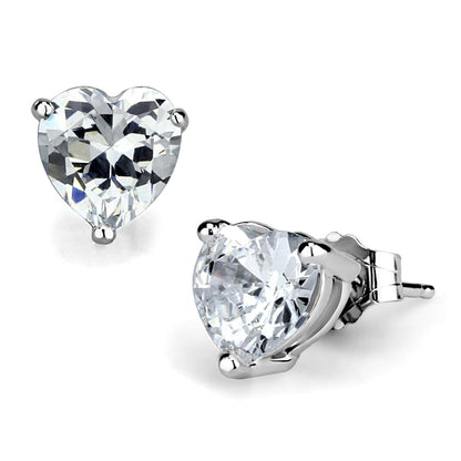 MALOS882 - Rhodium 925 Sterling Silver Earrings with AAA Grade CZ  in Clear