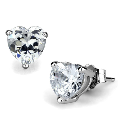 MALOS883 - Rhodium 925 Sterling Silver Earrings with AAA Grade CZ  in Clear