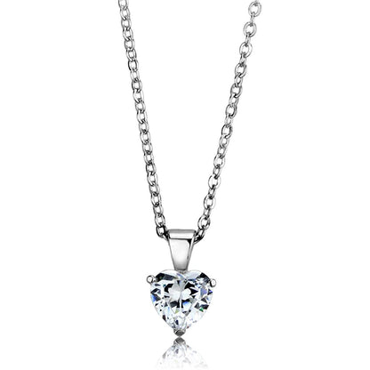 MALOS888 - Rhodium 925 Sterling Silver Chain Pendant with AAA Grade CZ  in Clear