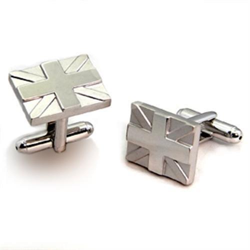 MAOT572 - Matte Rhodium & Rhodium Brass Cufflink with No Stone