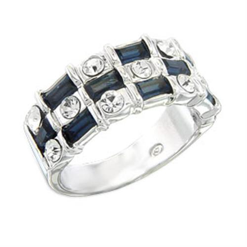 MAS55206 - Rhodium 925 Sterling Silver Ring with Top Grade Crystal  in Montana