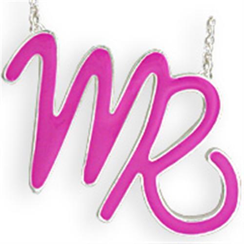 MASNK03PINK - Silver Brass Chain Pendant with Epoxy  in Rose