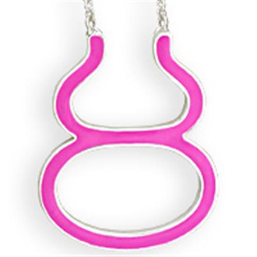 MASNK05PINK - Silver Brass Chain Pendant with Epoxy  in Rose