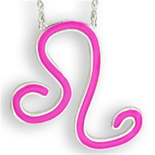 MASNK06PINK - Silver Brass Chain Pendant with Epoxy  in Rose