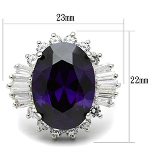 MASS001 - Silver 925 Sterling Silver Ring with AAA Grade CZ  in Amethyst