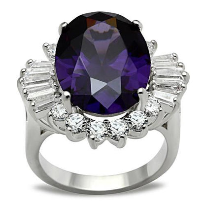 MASS001 - Silver 925 Sterling Silver Ring with AAA Grade CZ  in Amethyst