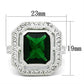 MASS002 - Silver 925 Sterling Silver Ring with Synthetic Synthetic Glass in Emerald