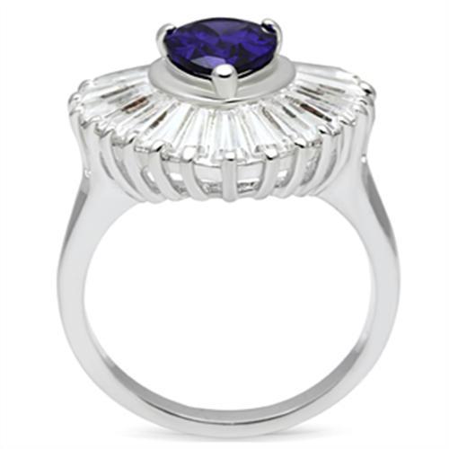 MASS004 - Silver 925 Sterling Silver Ring with AAA Grade CZ  in Tanzanite