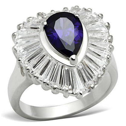 MASS004 - Silver 925 Sterling Silver Ring with AAA Grade CZ  in Tanzanite