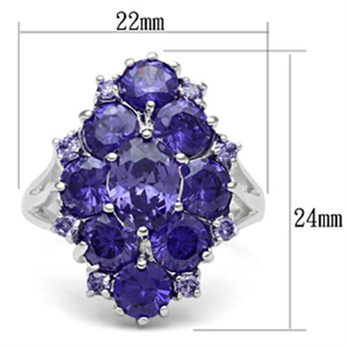 MASS005 - Silver 925 Sterling Silver Ring with AAA Grade CZ  in Tanzanite