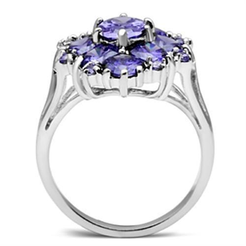 MASS005 - Silver 925 Sterling Silver Ring with AAA Grade CZ  in Tanzanite