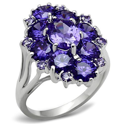 MASS005 - Silver 925 Sterling Silver Ring with AAA Grade CZ  in Tanzanite