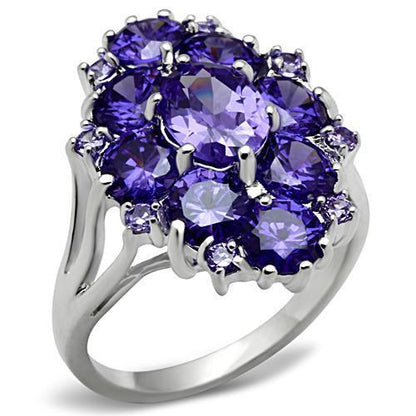 MASS005 - Silver 925 Sterling Silver Ring with AAA Grade CZ  in Tanzanite