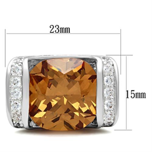 MASS006 - Silver 925 Sterling Silver Ring with AAA Grade CZ  in Champagne