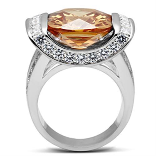 MASS006 - Silver 925 Sterling Silver Ring with AAA Grade CZ  in Champagne