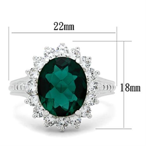 MASS008 - Silver 925 Sterling Silver Ring with Synthetic Synthetic Glass in Blue Zircon