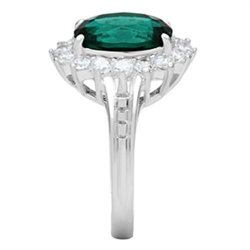 MASS008 - Silver 925 Sterling Silver Ring with Synthetic Synthetic Glass in Blue Zircon