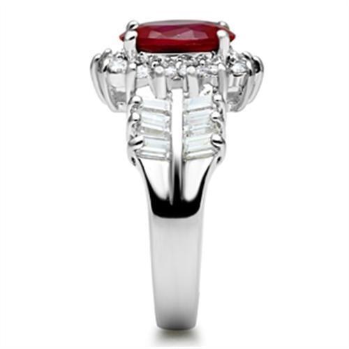 MASS009 - Silver 925 Sterling Silver Ring with AAA Grade CZ  in Ruby