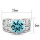 MASS010 - Silver 925 Sterling Silver Ring with AAA Grade CZ  in Sea Blue