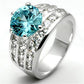 MASS010 - Silver 925 Sterling Silver Ring with AAA Grade CZ  in Sea Blue