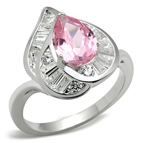 MASS011 - Silver 925 Sterling Silver Ring with AAA Grade CZ  in Rose