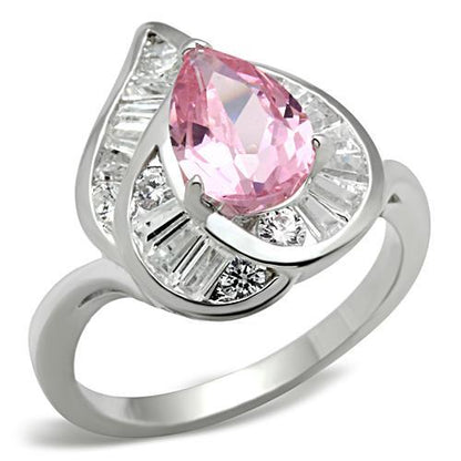 MASS011 - Silver 925 Sterling Silver Ring with AAA Grade CZ  in Rose