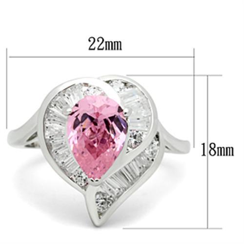 MASS011 - Silver 925 Sterling Silver Ring with AAA Grade CZ  in Rose