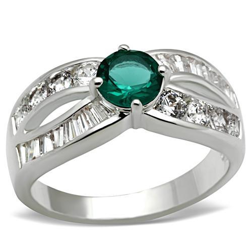 MASS014 - Silver 925 Sterling Silver Ring with Synthetic Synthetic Glass in Blue Zircon