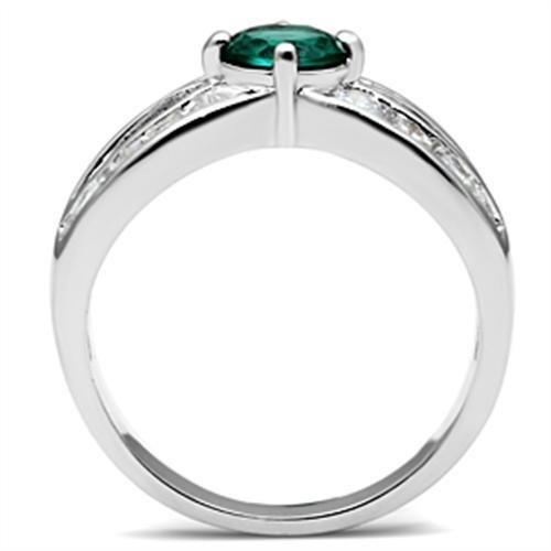 MASS014 - Silver 925 Sterling Silver Ring with Synthetic Synthetic Glass in Blue Zircon