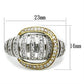 MASS015 - Gold+Rhodium 925 Sterling Silver Ring with AAA Grade CZ  in Clear