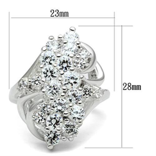 MASS016 - Silver 925 Sterling Silver Ring with AAA Grade CZ  in Clear