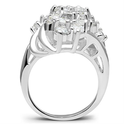 MASS016 - Silver 925 Sterling Silver Ring with AAA Grade CZ  in Clear