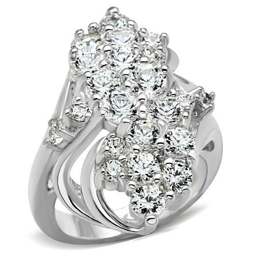 MASS016 - Silver 925 Sterling Silver Ring with AAA Grade CZ  in Clear