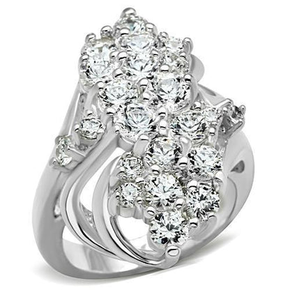 MASS016 - Silver 925 Sterling Silver Ring with AAA Grade CZ  in Clear