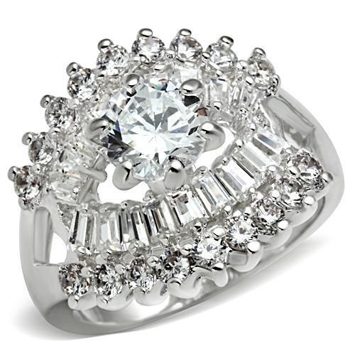 MASS017 - Silver 925 Sterling Silver Ring with AAA Grade CZ  in Clear