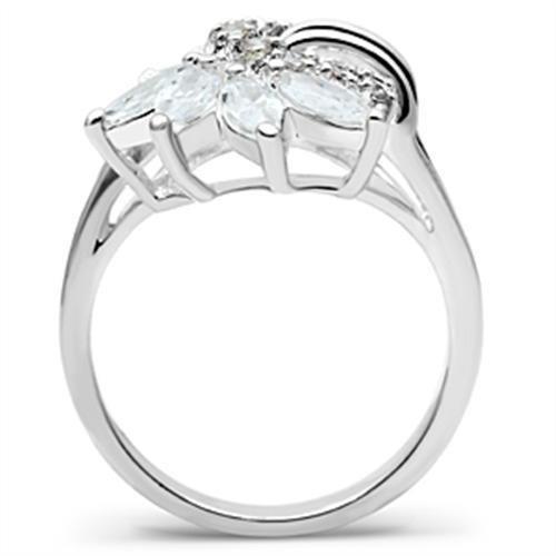 MASS018 - Silver 925 Sterling Silver Ring with AAA Grade CZ  in Clear