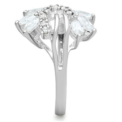 MASS018 - Silver 925 Sterling Silver Ring with AAA Grade CZ  in Clear