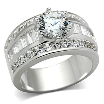 MASS019 - Silver 925 Sterling Silver Ring with AAA Grade CZ  in Clear