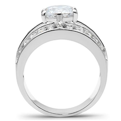 MASS019 - Silver 925 Sterling Silver Ring with AAA Grade CZ  in Clear