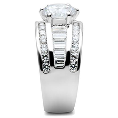 MASS019 - Silver 925 Sterling Silver Ring with AAA Grade CZ  in Clear