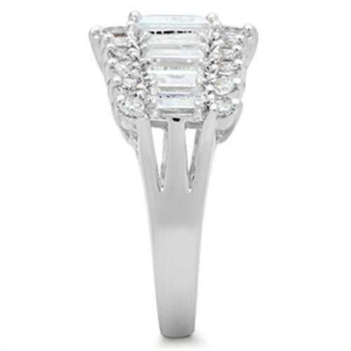 MASS021 - Silver 925 Sterling Silver Ring with AAA Grade CZ  in Clear