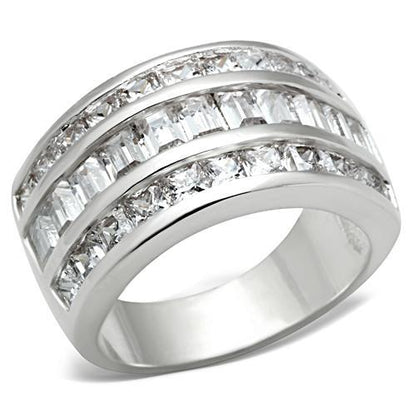 MASS022 - Silver 925 Sterling Silver Ring with AAA Grade CZ  in Clear