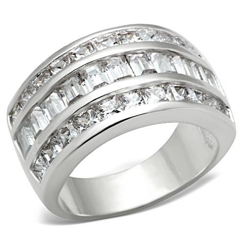 MASS022 - Silver 925 Sterling Silver Ring with AAA Grade CZ  in Clear